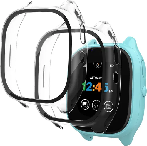 Vista 22 de Kuaguozhe [Paquete de 2 protectores de pantalla compatibles con Gizmo Watch 2, vidrio templado, transparente + azul]