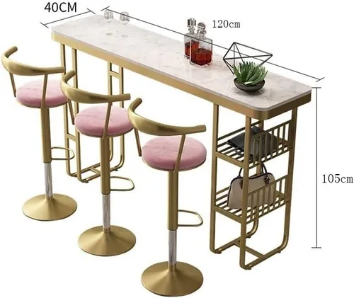Vista 3 de Mesa de bar de altura de bar, mesa de bar alta comercial, mesa de bar para el hogar, sala de estar, comedor, mesa de bar de mármol, mesa de cocina