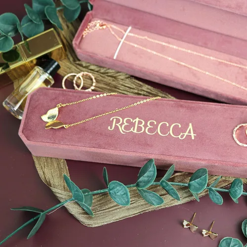 Vista 2 de Joyero personalizable para collar de terciopelo, estuche de joyería de viaje, organizador de joyas de viaje, joyero para mujeres y niñas, pequeño