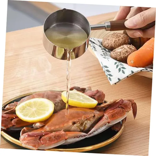Vista 8 de KICHOUSE Olla pequeña con ollas, sartenes para el hogar, olla pequeña para fundir ollas de acero inoxidable, sartén con boquilla para verter, sartén