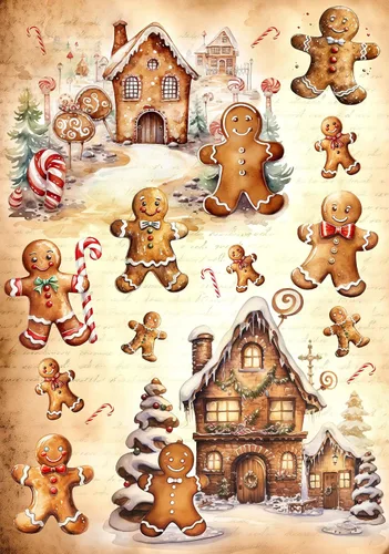 Vista 10 de Papel de arroz para Decoupage A4 Feliz Navidad (Cara de Papá Noel Rosa - 2 hojas)