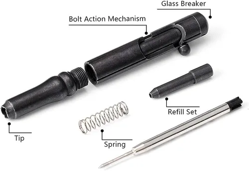 Vista 4 de Cool Hand Bolt Action lapicera táctica estilo cañón con clip y rompecristales, negro