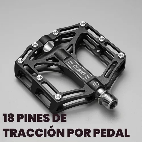 Vista 3 de Corki Cycles TOPO Pedales de bicicleta de montaña con plataforma plana de titanio - 9/16" Negro