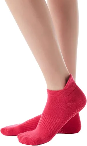 Vista 28 de Calcetines de yoga con dedos de pilates con empuñaduras para mujer, antideslizantes, acolchados, florales, calcetines tobilleros para baile de ballet