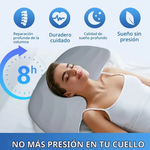 Vista 3 de Almohada cervical para aliviar el dolor de cuello, almohada de espuma viscoelástica de alta densidad 60D con soporte ergonómico de 5 zonas, cubierta