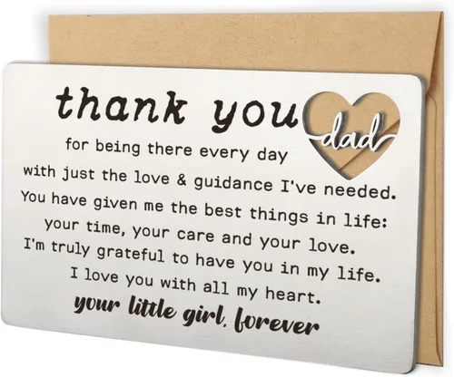 Vista 14 de YODOCAMP Tarjeta de billetera con texto en inglés "Thank You Dad", tarjeta de cartera grabada para mi papá de hija e hijo, cumpleaños, día