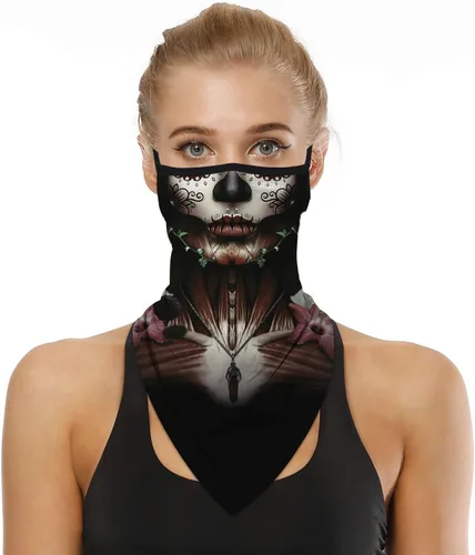 Vista 15 de YAYOUREL Polaina para el cuello, cubrebocas, bandanas para hombres y mujeres, de verano, UV, bufanda, cubrebocas, pasamontañas, diademas