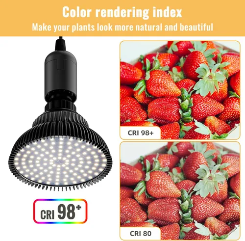 Vista 6 de Luces colgantes de cultivo para plantas de interior, 25 W 5000 K, bombillas LED de cultivo colgantes con temporizador, luz de planta colgante