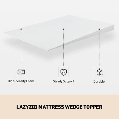 Vista 4 de Lazyzizi Cuña de Colchón Solamente, Cuña de Cama Inclinada Queen de 5 Pulgadas Cubrecolchón para Reflujo Ácido, GERD, Dolor de Cuello y Espalda