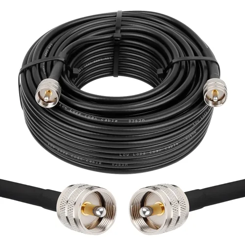 Vista 18 de MOOKEERF RG8x Cable de puente 1 pie, paquete de 2 PL259 Cable coaxial CB de puente 50 Ohm, extensión de antena CB de baja pérdida UHF PL259 macho a