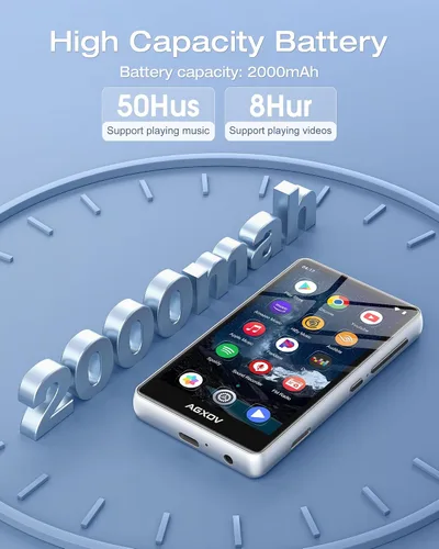 Vista 3 de Reproductor de MP3 de 144 GB con Bluetooth y WiFi, reproductores de MP3 y MP4 con pantalla táctil de 4.02 pulgadas y altavoz, reproductores