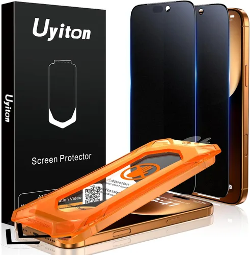 Vista 12 de Uyiton Protector de pantalla de privacidad para iPhone 16 Pro Max, [fácil de instalar] [cero burbujas] de cobertura completa inastillable