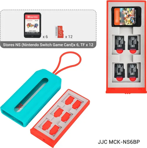 Vista 2 de JJC (No es compatible con tarjetas SD) Switch Game Card Case para 6 juegos de Nintendo y 12 tarjetas Micro SD, almacenamiento de soporte de tarjeta