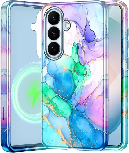 Vista 8 de Btscase para Samsung Galaxy S25, [Probado contra caídas de grado militar] Funda protectora de diseño de patrón de mármol, resistente, delgada