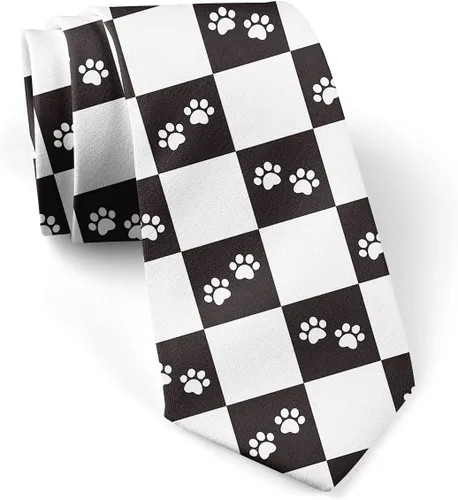 Vista 22 de JUDIAN Corbatas de moda para hombre, corbatas novedosas para cada atuendo IMPRESIÓN DE PATA (ANIMAL PAW PRINT)