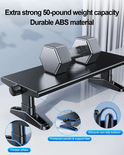 Vista 6 de Soporte elevador para monitor de computadora para escritorio con carga de concentrador USB, estación de acoplamiento USB C de 30 W/5 Gbps