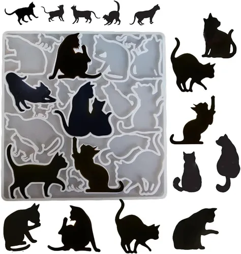 Vista 11 de Molde de resina para gatos, lindos moldes de silicona epoxi para colgante, molde de fundición para joyería de bricolaje, collar, aretes, ornamento