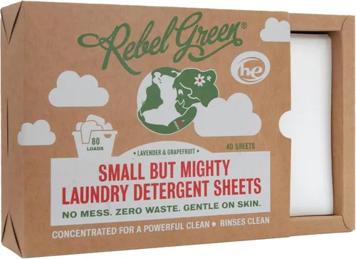 Vista 8 de Rebel Green Hojas de detergente para ropa pequeñas pero poderosas, solución de lavandería cero residuos, 32 hojas de lavadora premedidas para 64