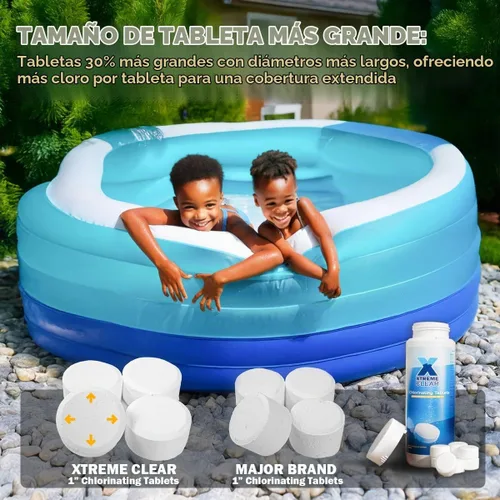 Vista 4 de XtremeClear Tabletas de Cloro de 1 Pulgada 1.5 libras para Piscinas, Tabletas de Cloración Estabilizadas de Larga Duración de 1" para Químicos