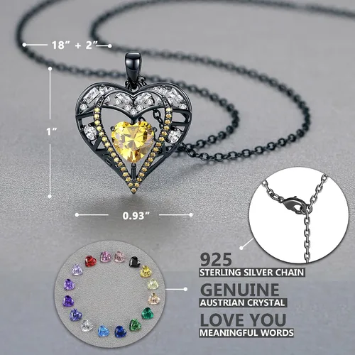 Vista 81 de Collar de cristal de 5 corazones, chapado en oro rosa de 18 quilates, colgante con cadena de plata de ley 925 de 18 + 2 pulgadas, joyería de piedra