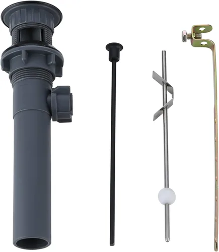 Vista 5 de ARCORA - Drenaje de lavabo con desbordamiento, tapón de lavabo de baño con varilla de elevación, drenaje mate negro para lavabo de recipiente