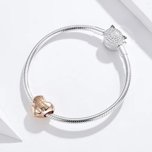 Vista 4 de Abalorios de ángulo de amor de plata de ley 925 con forma de corazón de amor a mano en ángulo de cuatro hojas de trébol para pies de bebé para mujer