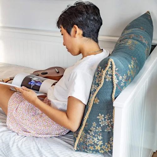Vista 5 de Almohada larga de cuña para cabecero, tamaño Queen XXL, almohada de lujo para cama, sofá, sofá cama, cojín de respaldo grande para sentarse