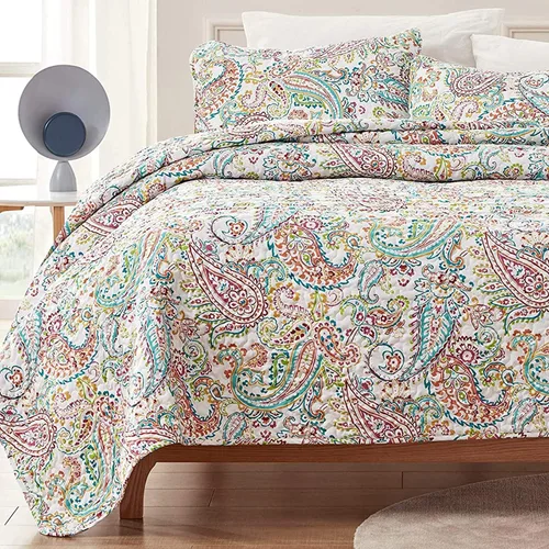 Vista 15 de SLEEP ZONE Juego de edredón estampado de 3 piezas, tamaño matrimonial/queen, juego de ropa de cama reversible ligero para todas las estaciones
