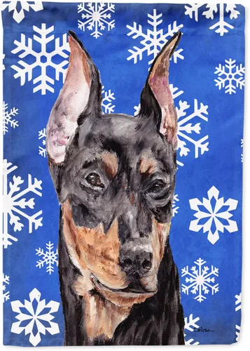 Vista 279 de Caroline's Treasures SC9374GF Bulldog English Snow flakes Holiday Garden Flag Buzón Bandera decorativa para patio exterior, patio, obras de arte