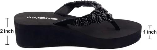 Vista 3 de AIMONE Printemps - Sandalias de tacón medio con diamantes de imitación para mujer