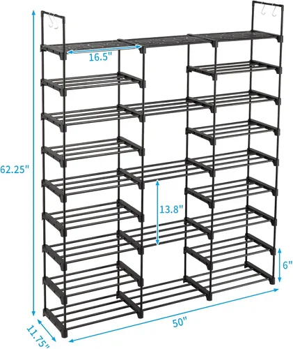 Vista 3 de Organizador de zapatos, organizador de 9 niveles para zapatos, organizador de zapatos para entrada, con capacidad para 50-55 pares de zapatos