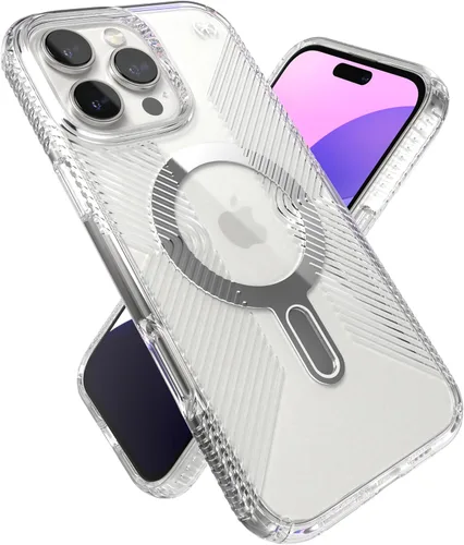 Vista 10 de Speck Funda transparente para iPhone 14 y iPhone 13 - Protección contra caídas, resistente a arañazos y anti-amarillamiento, funda de doble capa