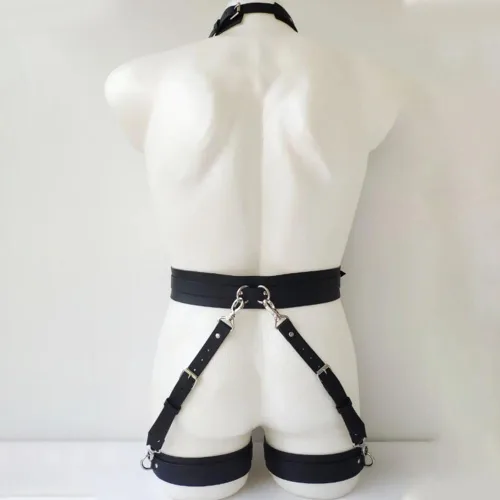 Vista 3 de ALLOVME Men Body Chest Belt for Men Adjustable Leather Belts with Buckles Rave Costume Sexy Punk Chest Belt Clubwear Costume