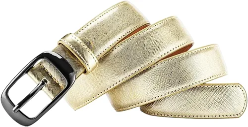 Vista 7 de WEIXUERO Cinturones de cuero dorado para mujer, pantalones de mezclilla brillantes, cinturón brillante para club, vestidos de fiesta