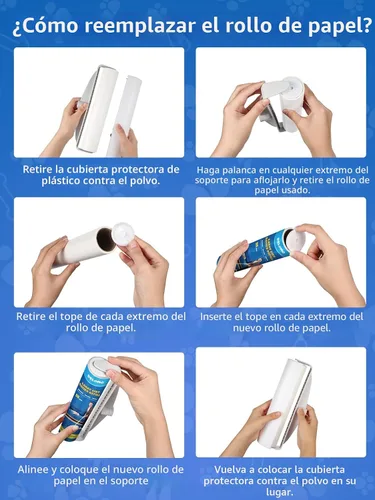 Vista 7 de Rodillos de pelusa grandes para alfombras, rodillos adhesivos para piso DELOMO de 9.45 pulgadas con 3 mangos extensibles, trapeador adhesivo