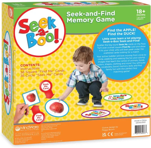 Vista 7 de Juego de Memoria y Tarjetas Flash de Búsqueda Seek-a-Boo de MindWare y Juego de Emparejamiento para Niños Pequeños Seek-and-find memory game for