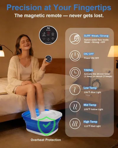 Vista 6 de Bañera de spa plegable para pies con calor, se adapta a hombres Azul real