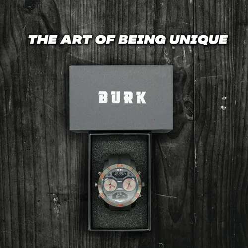 Vista 3 de BURK 1355 - Reloj de pulsera de cuarzo para hombre pantalla analógica digital impermeable crono militar
