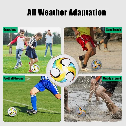 Vista 2 de Balón de fútbol ABAJI tamaño 3, 4, 5 para niños, niños pequeños, juguete, regalo, patrón colorido, práctica, entrenamiento, para niños y niñas
