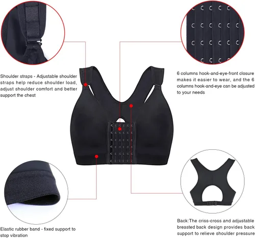 Vista 5 de KIMIKAL Post Surgery Bra Front Closure Surgical Bra Sports Bra Breast Augmentation High Support Women