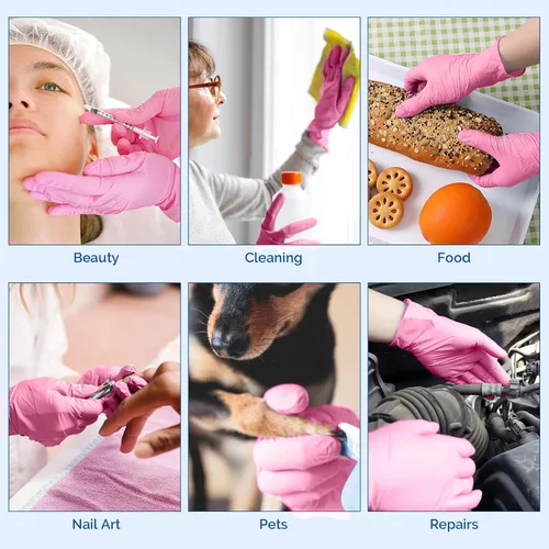 Vista 8 de JMU Guantes de Nitrilo Rosa, No Estériles, Guantes de Examen Desechables Sin Látex para Médico Esteticista, XS/S/M/L/XL, 200-4000