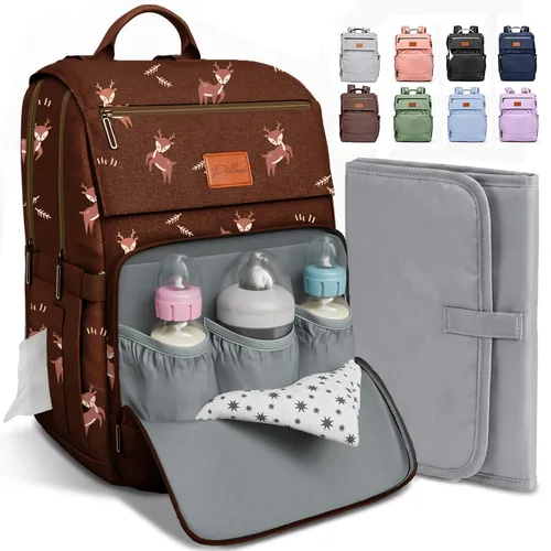 Vista 17 de PILLANI - Mochila grande para llevar pañales de bebé, para viajar, cambiador incluido, producto esencial para recién nacidos, artículos para mamá