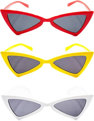 Vista 2 de Juego de 3 gafas de sol de plástico retro de los años 50 con protección UV 400