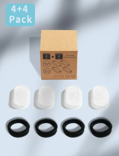 Vista 7 de Filtros de fuente de agua para gatos (4+4), repuesto para 3.2L/108oz (2L/67oz) de acero inoxidable para mascotas, agua de perro, 4 piezas de carbono