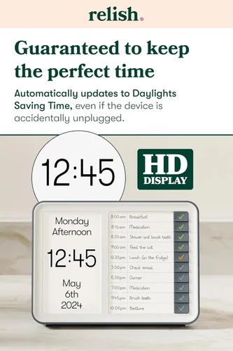 Vista 5 de Relish Day Hub - Reloj para demencia con gestor de tareas diarias, calendario digital de pantalla grande HD para personas mayores y personas