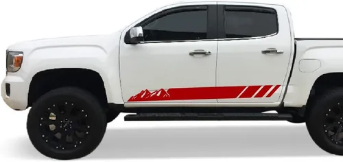 Vista 4 de Bubbles Designs Adhesivo adhesivo de vinilo Off-Road Mountain Stripes compatible con GMC Canyon 2014-2017 (negro)