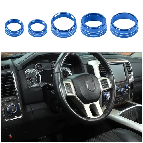 Vista 14 de Voodonala para Dodge RAM Cubierta de perilla del interruptor de aire acondicionado y radio de aluminio para la consola central para Dodge RAM Negro