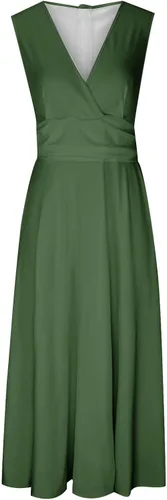 Vista 5 de Vestidos negros para mujer, estampado floral, color sólido, dobladillo fluido, vestido largo sin mangas, cuello en V, vestidos largos de fiesta