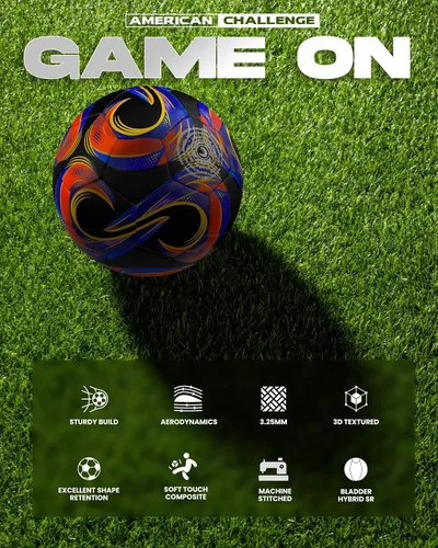 Vista 7 de American Challenge Kreis Balón de fútbol – Balón de fútbol profesional para campos de césped – Pelotas de fútbol duraderas cosidas a máquina de TPU