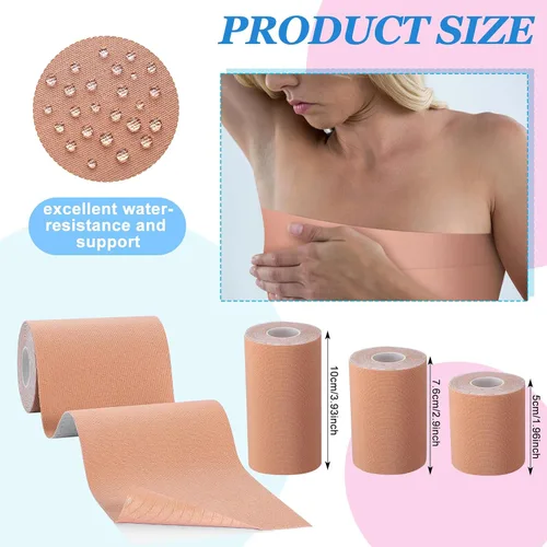 Vista 6 de Geiserailie 3 rollos de cinta de levantamiento de abdomen para espalda, tamaño surtido, parche de levantamiento de muslos, cinta trans
